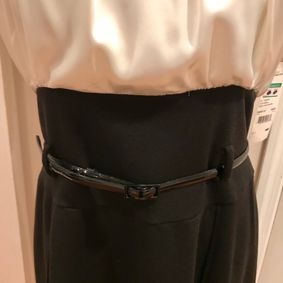 NWT  ivory & black chic belted  dress - Picture 3 of 6